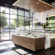 cannabis dispensary with product display and modern clean architecture