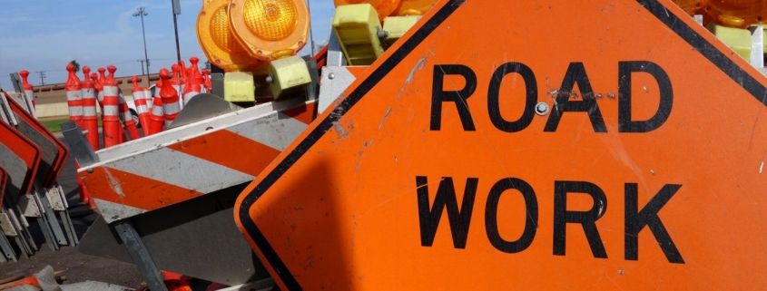 traffic safety roadwork signs and light
